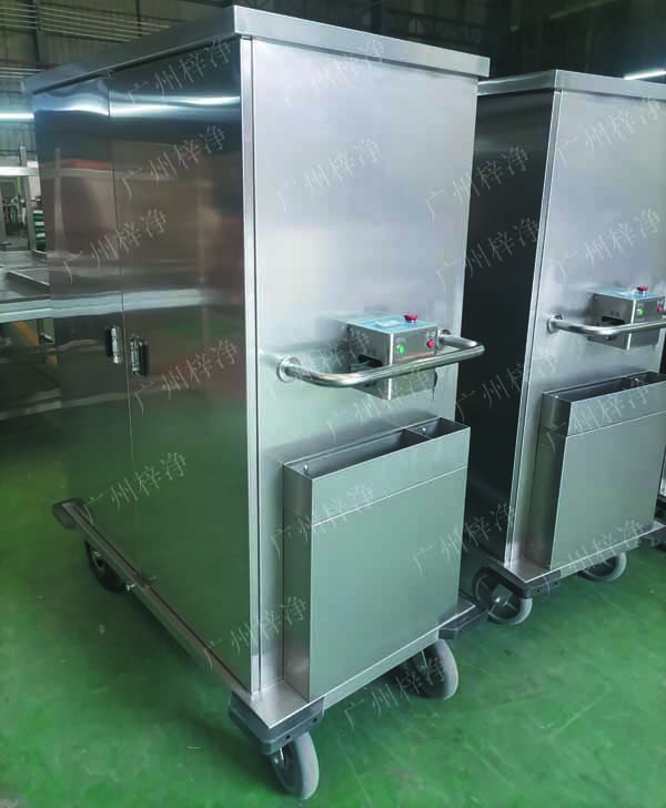 密闭式灭菌器械物品电动转运车有单面双开门,单侧门可旋转角度≥220°度开启设计，装卸物品更方便;